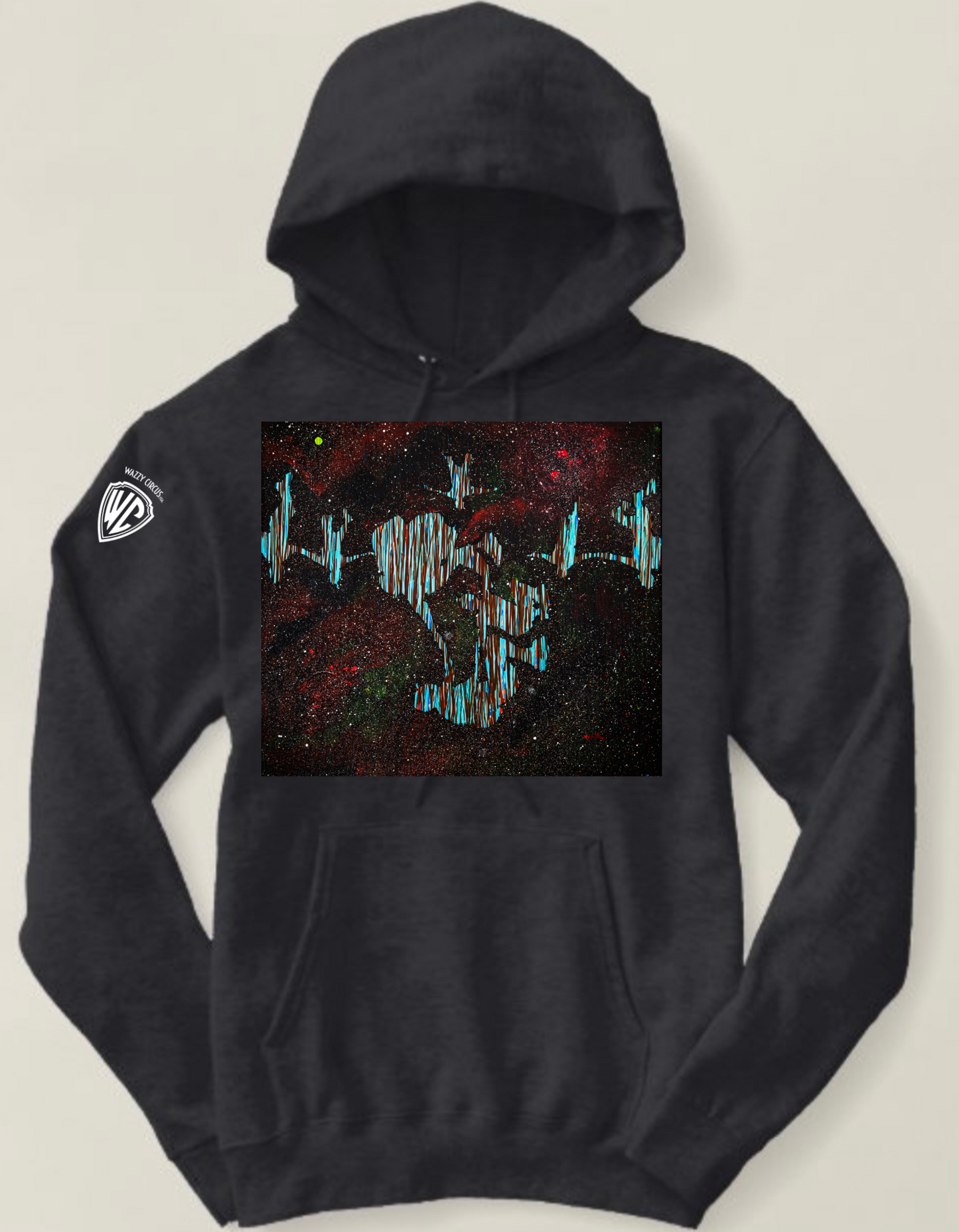 RINGS A NIGHT SKYDIVING FREE FLY PAINTING HOODIE BLACK