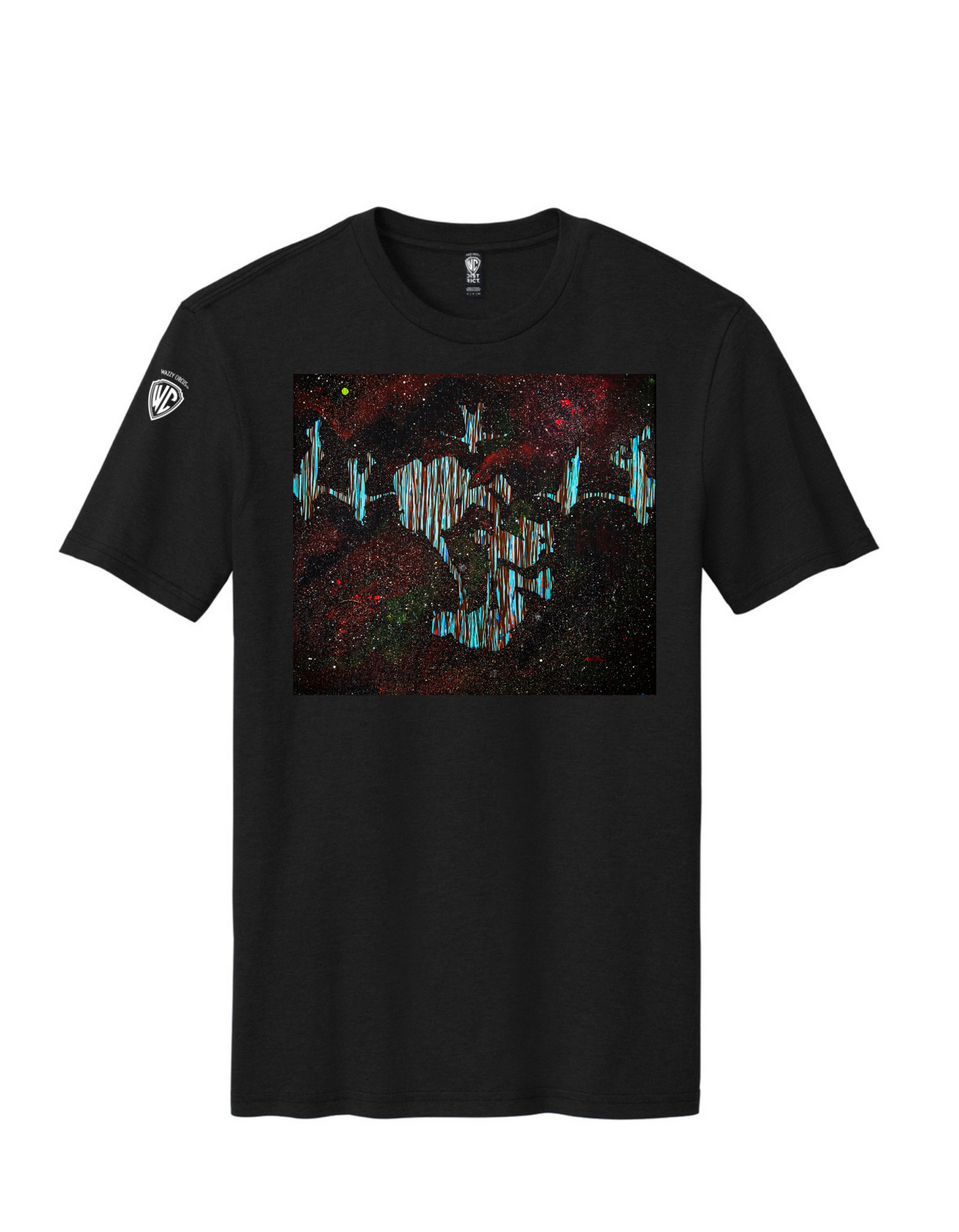 RINGS A NIGHT SKYDIVING FREE FLY PAINTING T-SHIRT BLACK