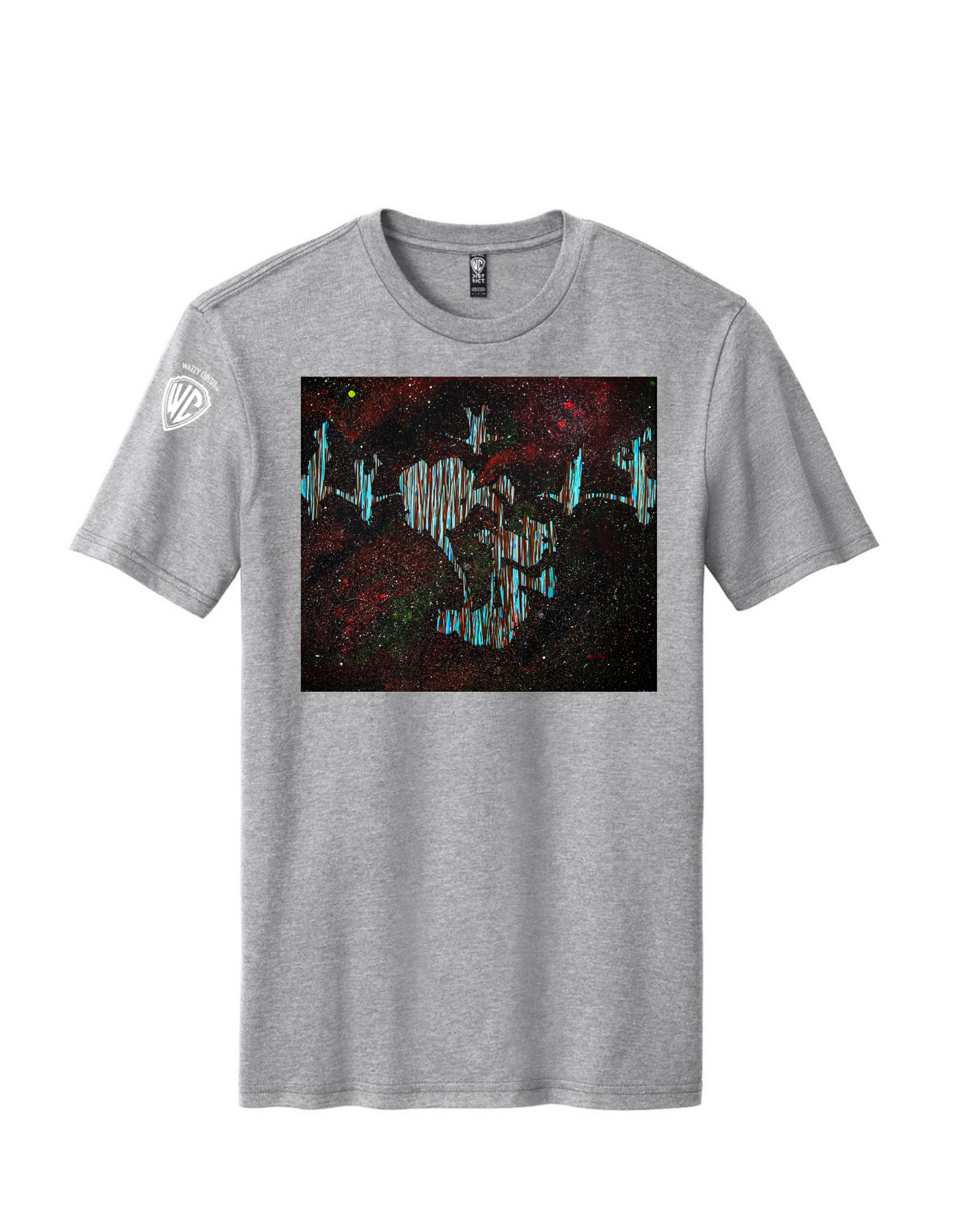 RINGS A NIGHT SKYDIVING FREE FLY PAINTING T-SHIRT GRAY