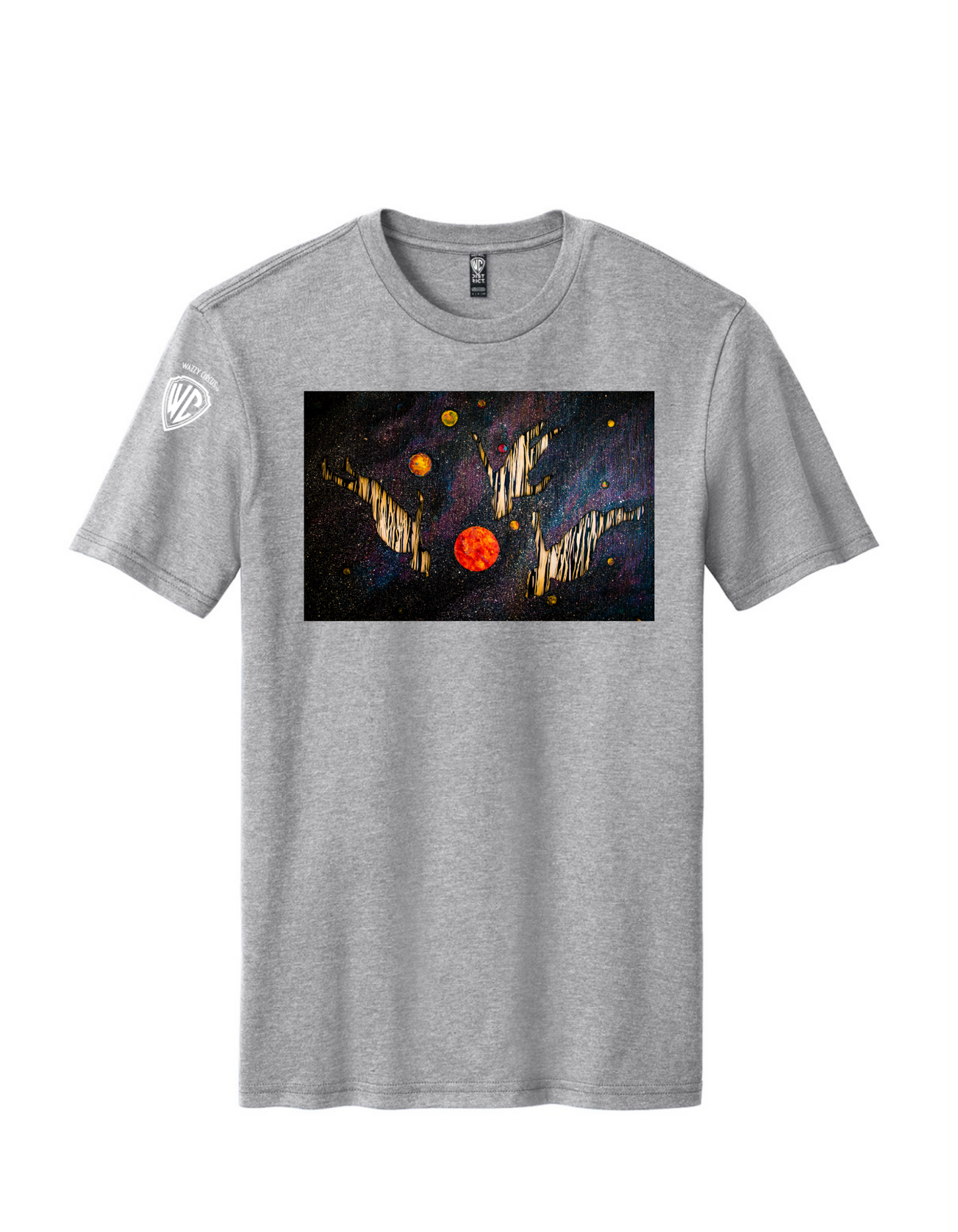 SPACEBALL A NIGHT SKYDIVING PAINTING T-SHIRT GRAY