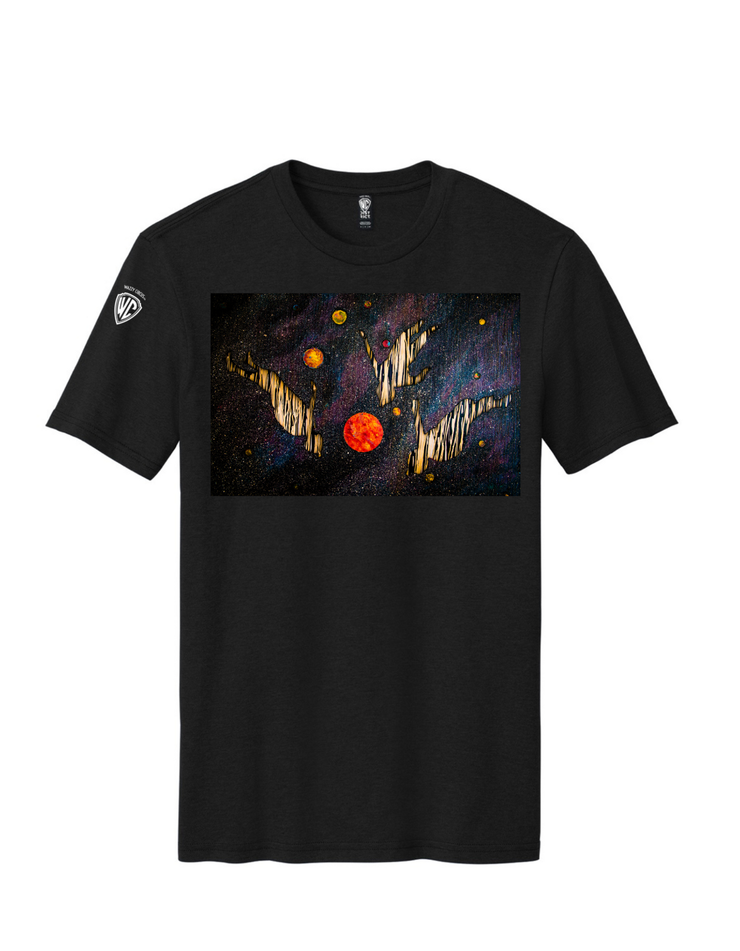 SPACEBALL A NIGHT SKYDIVING PAINTING T-SHIRT BLACK