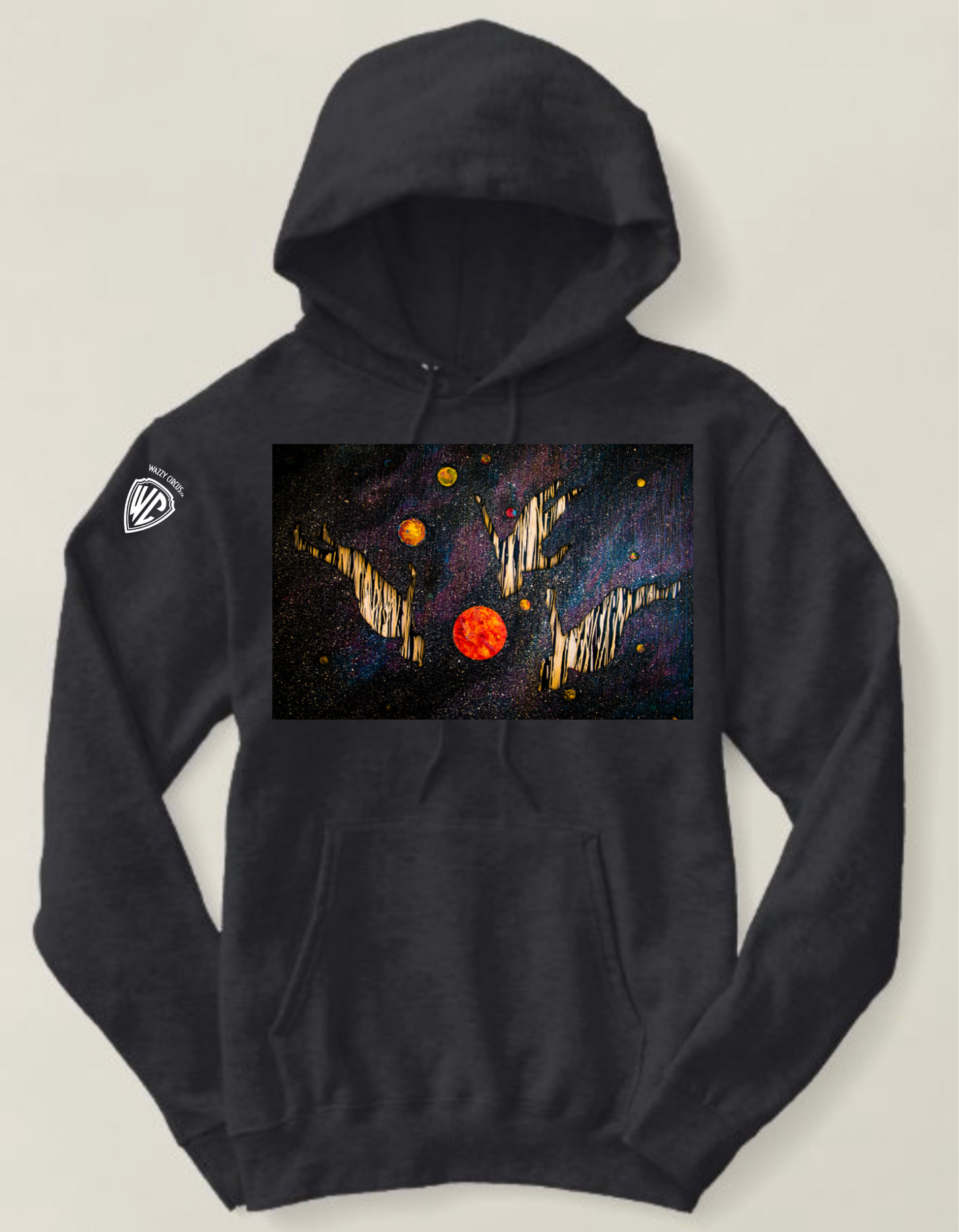 SPACEBALL A NIGHT SKYDIVING PAINTING HOODIE BLACK