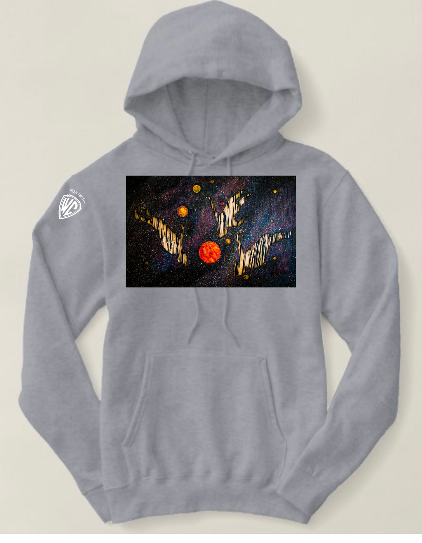SPACEBALL A NIGHT SKYDIVING PAINTING HOODIE GRAY